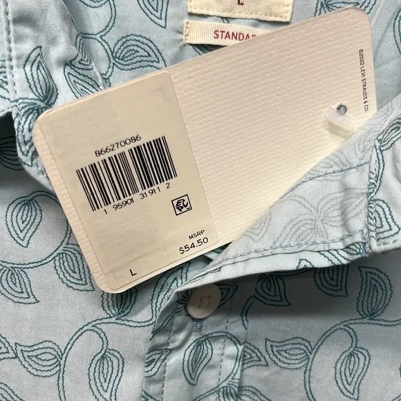 NWT-Levi's | Starlight Blue Swirly Florals Pocket Short-Sleeve Button-Up - Men - Picture 6 of 8